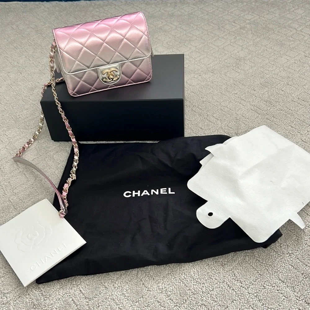 Chanel Pink & Silver Metallic Bag 😍